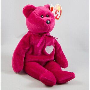 Ty Valentina Hot Pink Bear 1999 Beanie Baby with Tags Plush Bean Bag Toy